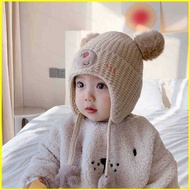 MG1 Knitted Baby Bear Earmuffs Hat Soft Warm For Newborns And Infants Six Colors To Choose From GM1