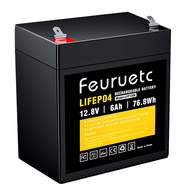 LiFePO4 Battery 12V 6Ah 2000 Cycles Rechargeable Battery Low Self-Discharge & Light Weight with Buil