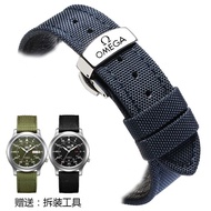 Suitable for Omega Genuine Leather Strap Speedmaster300 Strap Fighter Butterfly Nylon 20mm Watch Bracelet Pin Buckle