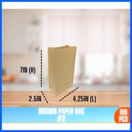 ⚽︎ ❁ ☸ Brown Paper Bag / Pandesal Bag / Brown Supot Bag100 pcs All Sizes