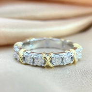 Cross X Shape Full Eternal Ring 3mm Real Moissanite Ring Total 1.6ct Stack Moissanite Diamond Band E