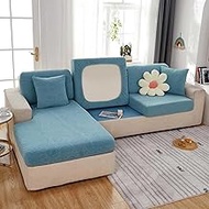 Universal Elastic Sofa Cover Non-slip L Shape Sofa Protector Tear And Stain Resistant Sofa Cover Sofa Furniture Protector (Color : Light Blue, Size : LARGE L COVER)
