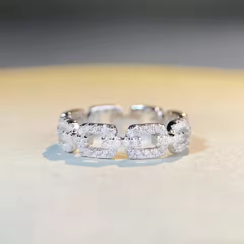 Luxury Solid Platinum PT950 Women's chain diamond ring moissanite full diamond pig nose ring wedding