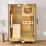 L&Q วิลล่าแมว Cat Villa บ้านแมว กรงแมว กรงแมวขนาดใหญ่ วิลล่าแมวไม้แท้ มีล้อ กันน้ำ กรงแมวอเนกประสงค