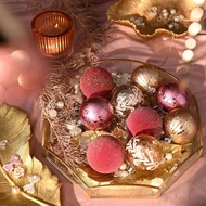 DecorbyHannah Valentines Day Christmas Ornaments Decorations,9ct 2.36inches Pink Gold Christmas Tree