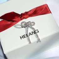 Daigou Version HEFANG HEFANG Jewelry Bow Earrings/Single 925 Silver Earrings without Pierced Earring