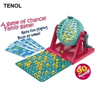 [TENOL] Bingo Game Set Bingo Machine Toy Bingo Chips Hand Crank Educational Classic