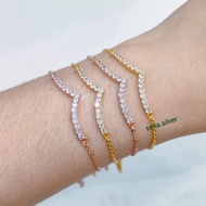 935 Silver Bracelet, Genuine Gold Plated, Fuji Drawstring Bracelet Model