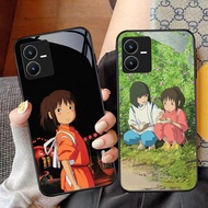 NC-84 Spirited Away Glass Case For VIVO Y22 Y35 Y75 Y28 Y22S V25 Y55 iQOO Z6