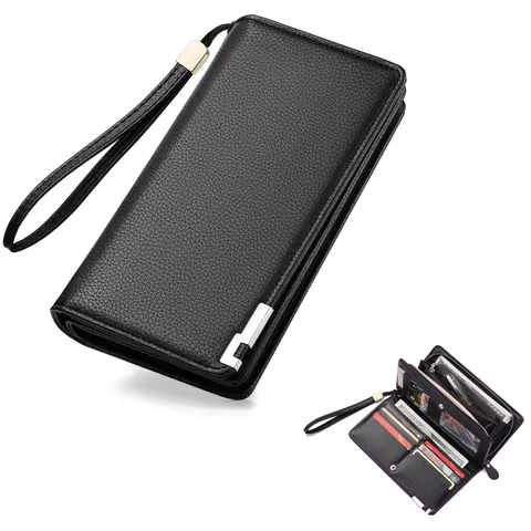 Men's Long Large Capacity Clutch Bag Men's Long Wallet Card Holder Men's Zipper Clutch Wallet