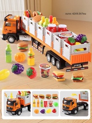 รถบรรทุกขนาดใหญ่โลหะผสม เรือขุดโมเดล รถตowing เรือขุดแบบมีที่บรรจุสิ่งของครึ่งหนึ่ง ของเล่นสำหรับเด็