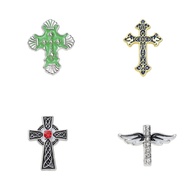 GB Elegant Alloy Cross Brooches Handcrafted Metal Cross Badge Metal Badge Pin Brooch Pin Handicraft 