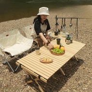 。加長長度120CM實木蛋卷桌 戶外露營折疊桌野營桌子便攜式野餐桌