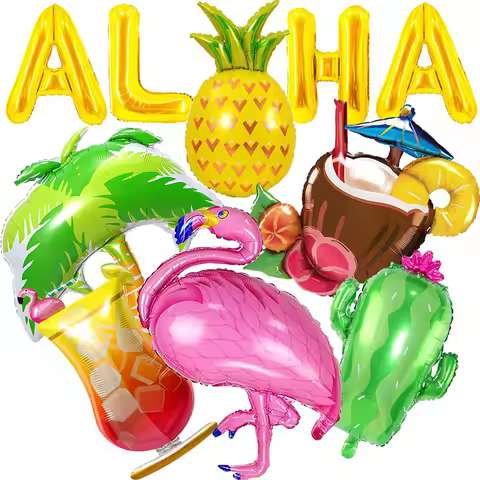Hawaiian Party decorations,Aloha balloons Palm tree balloons Flamingos balloons Pineapple balloons C