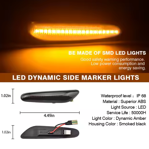 2x Dynamic LED Fender Light Side Marker For BMW 1 3 5 serie E46 E60 E61 E81 E82 E87 E88 E90 E91 E92 