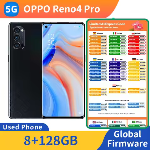 Oppo Reno 4 Pro 5G Android Smartphone ROM 128GB 6.5 inches AMOLED Screen 4000MAh Battery 63W Charge 