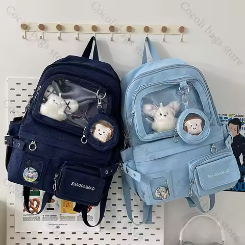Denim Ita Bag School Bag Large Capacity Backpack with Transparent Pocket Itabag School Backpacks Chi