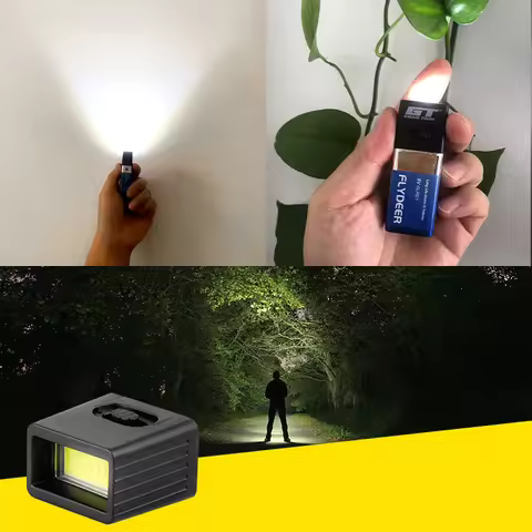 9V Battery Flashlight 9V Mini LED Key Light 6F22 Battery COB Outdoor Lighting Work Light Battery Not