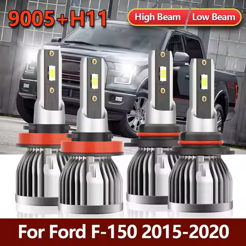 4x LED Headlights Kit Combo Bulbs 9005 H11 High Low Brightness CSP Lamps For Ford F150 F-150 2015 20