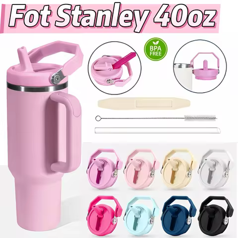 Flip Straw Lid for Stanley 40oz 64oz, Leak Proof Replacement Lid with Handle, Fits Quencher ProTour,