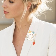 Creative Alloy Brooch Cute Kitten Fishing Pin Cartoon Badge Clothing Accessories Bookbag Q4g7