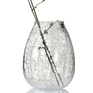 [特價]【好物良品】矮款_家居輕奢透明冰裂玻璃花瓶 花藝花器 插花裝飾品 桌面餐桌擺飾-透明