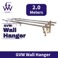 GVW Stainless Steel Wall Mounted Hanger Penyidai Baju Ampaian Baju Jemuran Baju 3 Bars 4 Bars (2.0 M