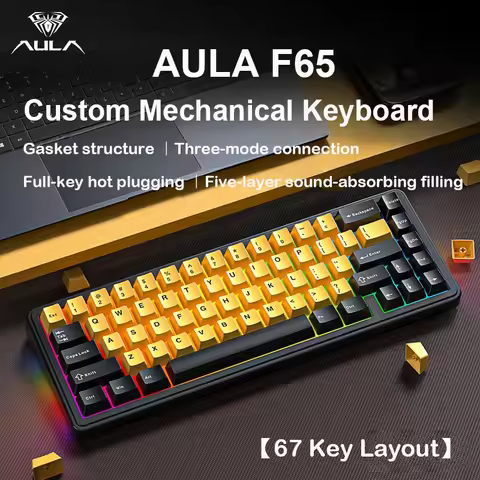 AULA F65 Mechanical Keyboard Three Mode Custom Wireless/Bluetooth/Wired Connection Full Key Hot-swap