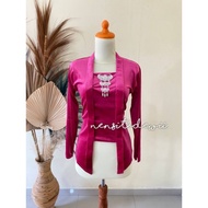 Kutubaru Velvet Kebaya - Fuchsia Color Pink Fanta/