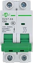ZGLEDUN AC Miniature Circuit Breaker, 2 pole 32 Amp, 12-240VAC, 6kA Din Rail Mount Breaker with Ther