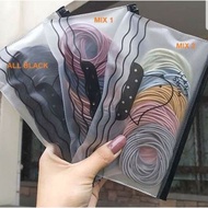 OKHI - (100 Pcs) KOREAN ELASTIC HAIR TIE + FFX POUCH