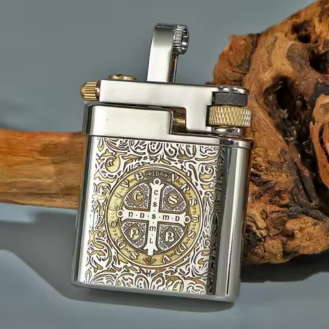 CHIEF Brass Refillable Fluid Lighter Vintage Trench Kerosenes Lighter Reusable Wick Refillable Smoki