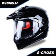 Diskon Boshelm Helm Njs S-Cross Solid Hitam Glossy Helm Full Face Sni