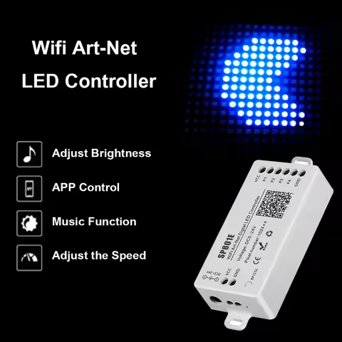 DC5-24V SP801E iOS Android Programmable APP Control Wifi Art-Net Magic WS2812B LED Matrix Panel Modu