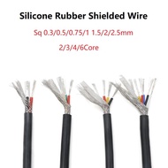 1M Sq 0.3 0.5 0.75 1 1.5 2 2.5mm Soft Silicone Rubber Shielded Cable 2 3 4 6Core Insulated Flexible Copper High Temperature Wire