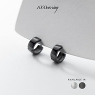 1000earring 925 Sterling Silver Bree Chunky Huggie Earrings - Black