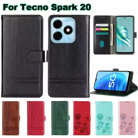 Phone Case For Tecno Spark 20 Pro чехол Leather Cover Funda de Tecno Spark 20 Spark 20C Coque on Etu