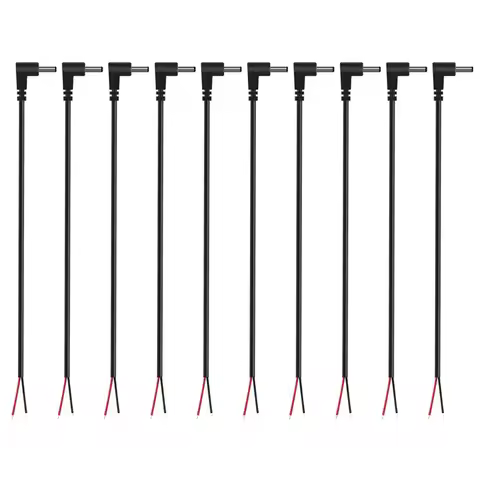 A003 (10 Pack) Replacement 3.5mm x 1.35mm 90 Degree Right Angle DC Power Male Plug Jack to Bare Wire