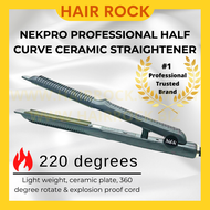 NEKPRO HALF CURVE CERAMIC STRAIGHTENER FLAT IRON 2 IN 1