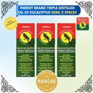 3x PARROT BRAND Triple Distilled Oil Of Eucalyptus 56ml #Marche Family Shop#