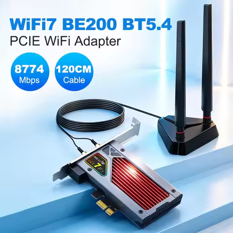 WIFI 7 BE200 BT5.4 FV-BE8800RGB PCIE WiFi Adapter WiFi7 802.11BE External Antenna 120CM Cable Wirele