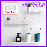 [NOFFOM] Small Shelf Without Drilling Shampoo Holder Bathroom Wall Floating White Shelves Stick Bath Organizer for Kitchen Accessories