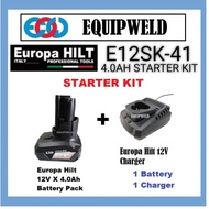 EUROPA HILT 12V E12SK-41 STARTER KIT (12V X 4.0AH BATTERY PACK + 12V Fast CHARGER ) FOR EHD699 EHH69