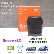 Used Sony E 11mm F/1.8 Camera Lens for Sony a6000 a6100 a6300 a6400 a6500 a5000 a5100