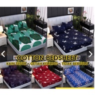 High Quality Cotton Single/Queen/King Cadar Getah Keliling Sarung Tilam Cantik Fitted Bedsheet Pillo