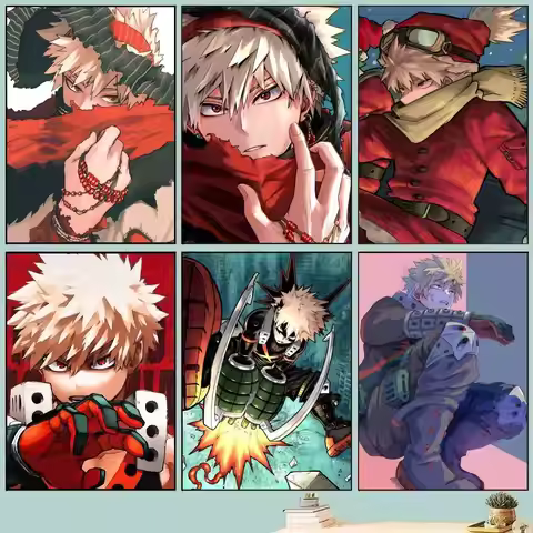 1pc Anime Characters B-Bakugo K-Katsuki Poster Self-adhesive Art Waterproof Paper Sticker Coffee Hou
