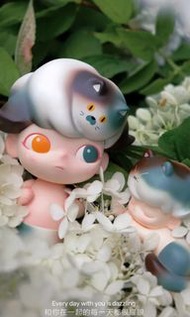 popmart molly dimoo 藍三色花貓大娃 三花貓