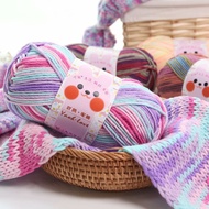 100g/roll 170M Thick Wool Rainbow Cotton Yarn Section Bying6 Strand Milk Cotton Yarn Hand Woven Baby