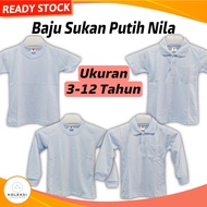 KOLEKSI SEMPURNA T-Shirt Putih Pra Sekolah Baju Putih Sukan Budak Uniform Putih Kolar Kanak-Kanak