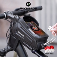 Rockbros Bicycle Bag Phone Mount Waterproof Cycling Tube Mountain Bike Foldable Bike Handlebar Bicycle Pouch